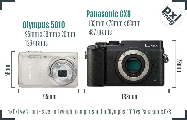 Olympus 5010 vs Panasonic GX8 size comparison