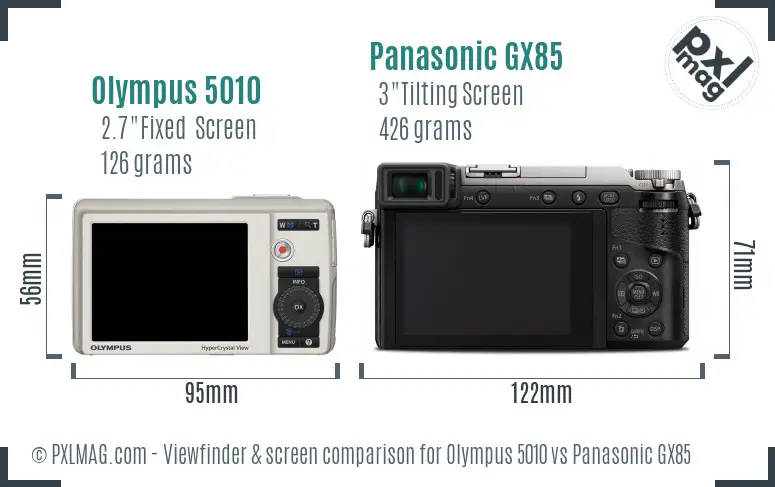 Olympus 5010 vs Panasonic GX85 Screen and Viewfinder comparison