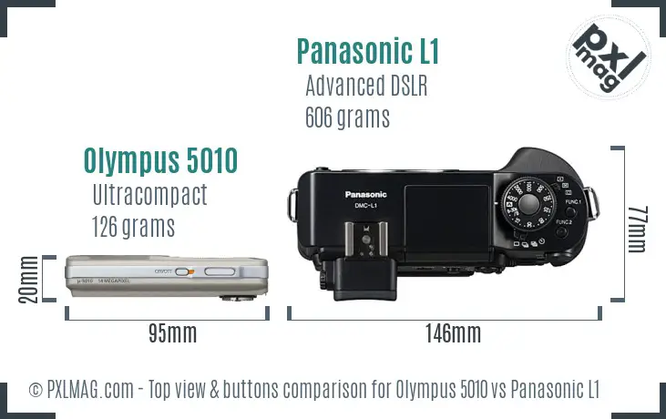 Olympus 5010 vs Panasonic L1 top view buttons comparison