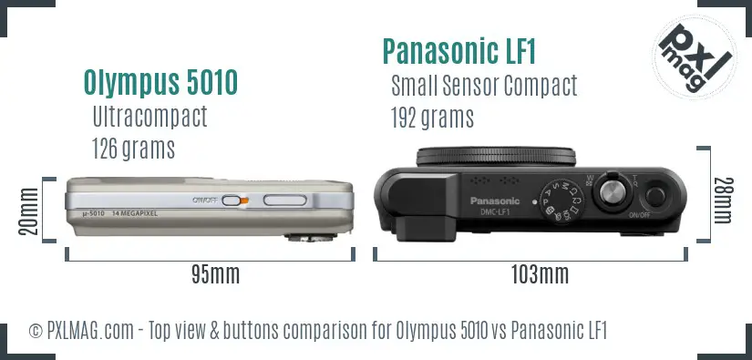 Olympus 5010 vs Panasonic LF1 top view buttons comparison