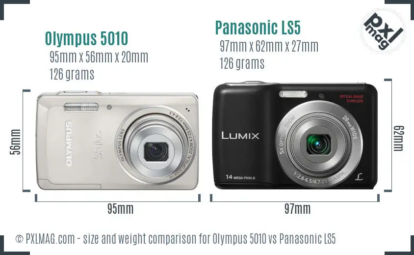 Olympus 5010 vs Panasonic LS5 size comparison