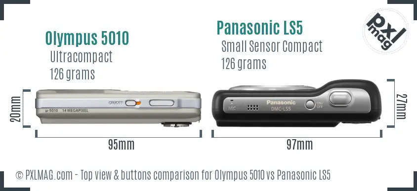 Olympus 5010 vs Panasonic LS5 top view buttons comparison