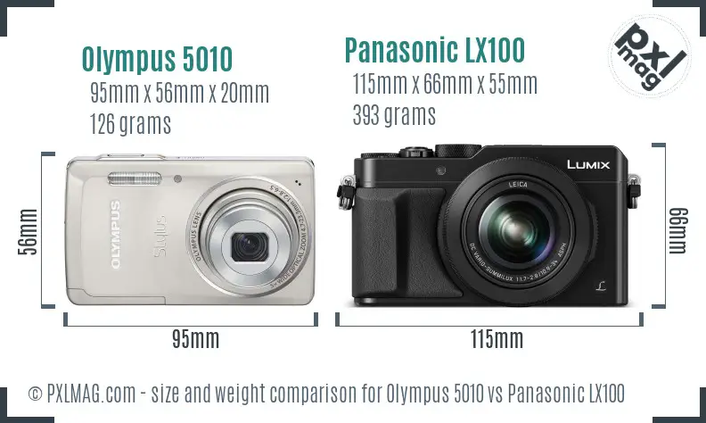 Olympus 5010 vs Panasonic LX100 size comparison