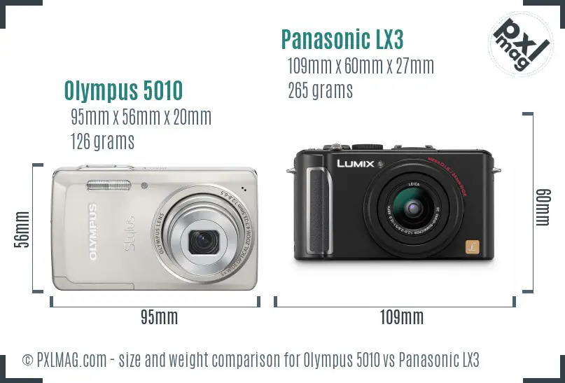 Olympus 5010 vs Panasonic LX3 size comparison