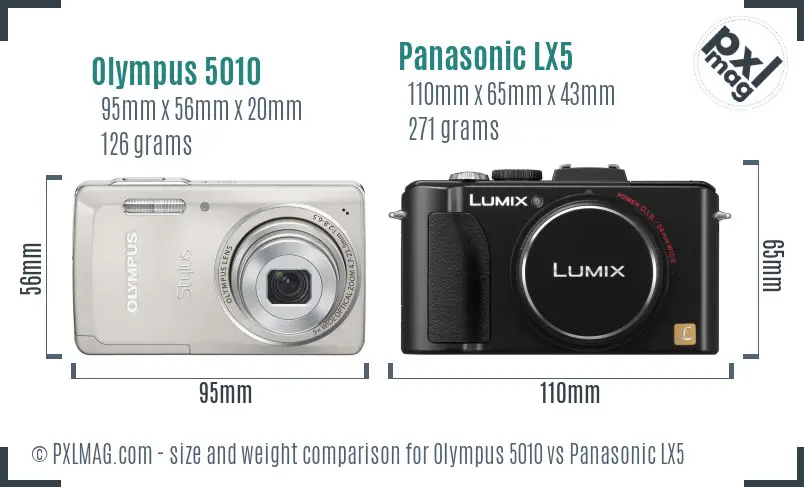 Olympus 5010 vs Panasonic LX5 size comparison