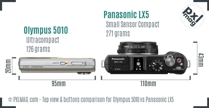 Olympus 5010 vs Panasonic LX5 top view buttons comparison