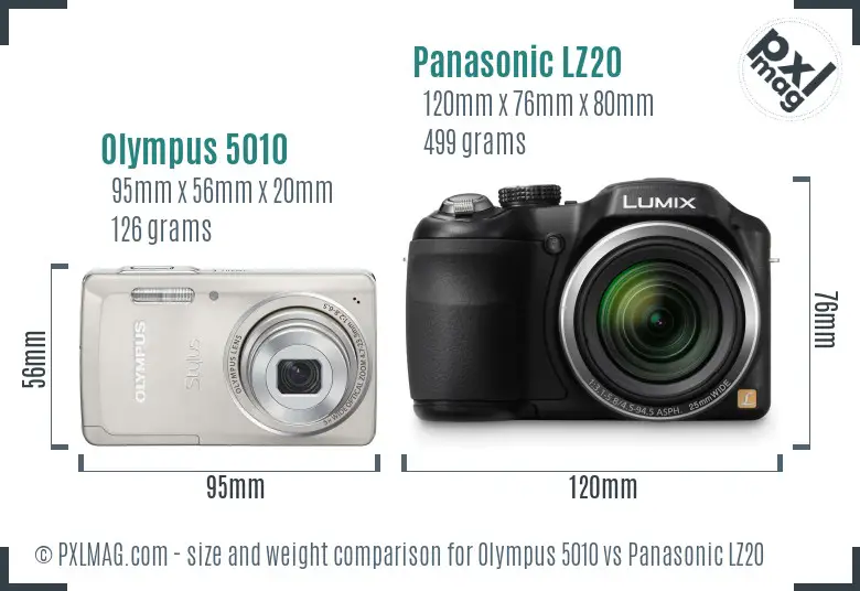 Olympus 5010 vs Panasonic LZ20 size comparison