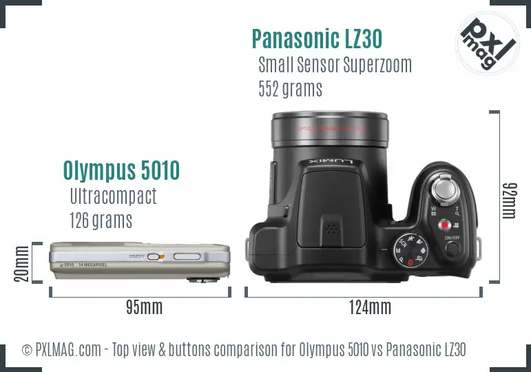 Olympus 5010 vs Panasonic LZ30 top view buttons comparison