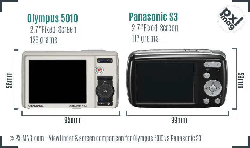 Olympus 5010 vs Panasonic S3 Screen and Viewfinder comparison