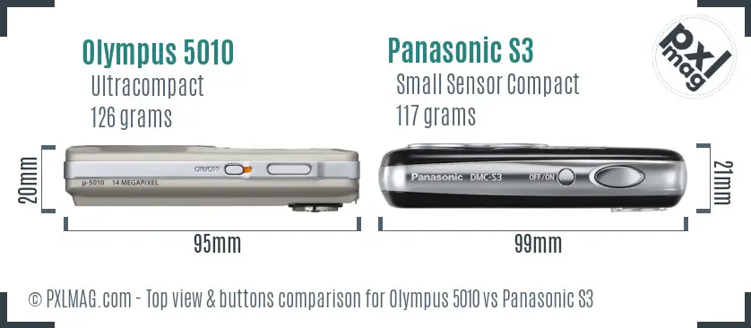 Olympus 5010 vs Panasonic S3 top view buttons comparison