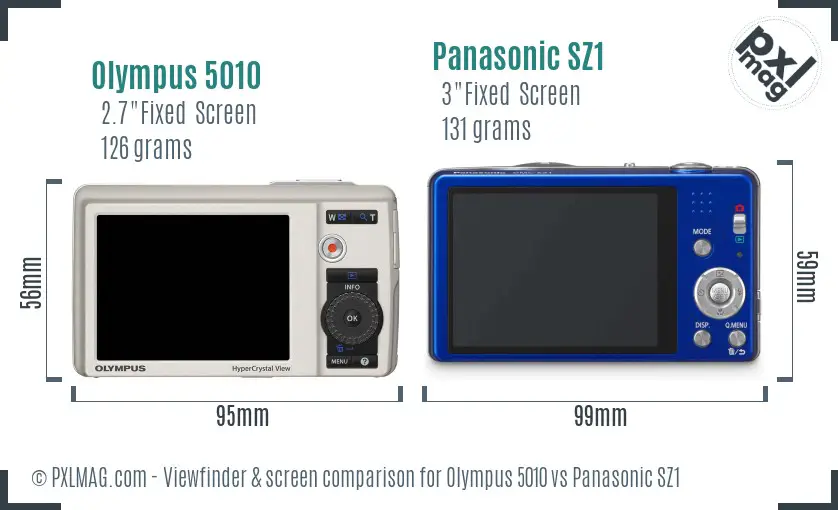 Olympus 5010 vs Panasonic SZ1 Screen and Viewfinder comparison