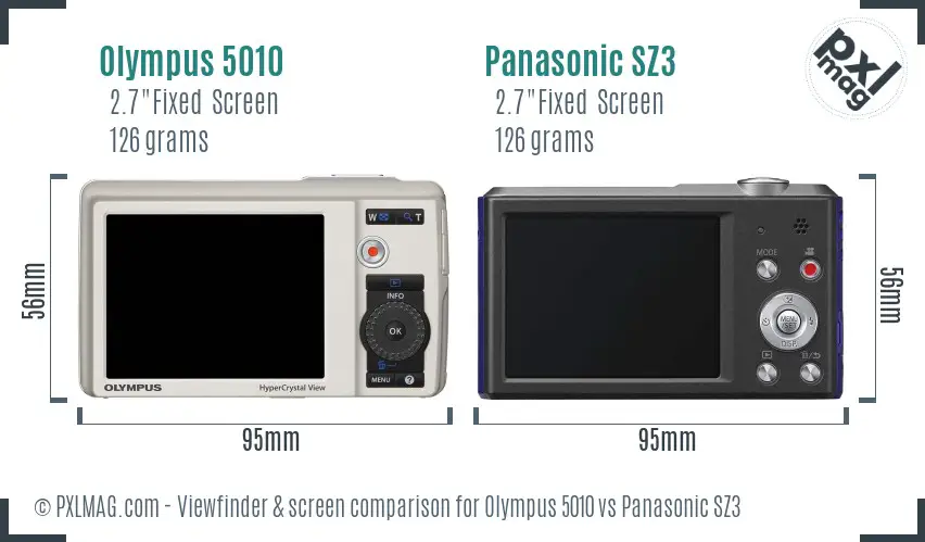 Olympus 5010 vs Panasonic SZ3 Screen and Viewfinder comparison