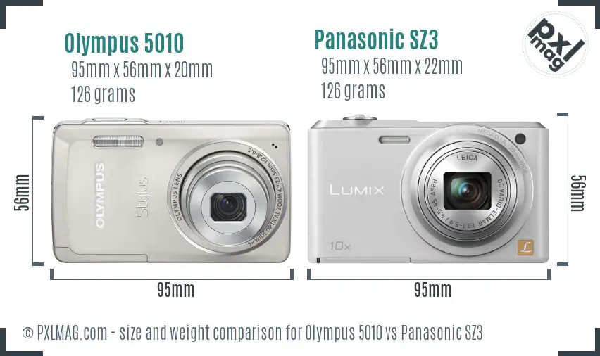 Olympus 5010 vs Panasonic SZ3 size comparison