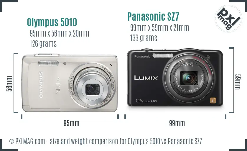 Olympus 5010 vs Panasonic SZ7 size comparison