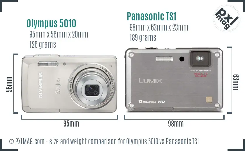 Olympus 5010 vs Panasonic TS1 size comparison
