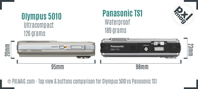 Olympus 5010 vs Panasonic TS1 top view buttons comparison