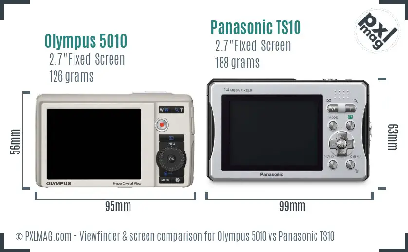 Olympus 5010 vs Panasonic TS10 Screen and Viewfinder comparison