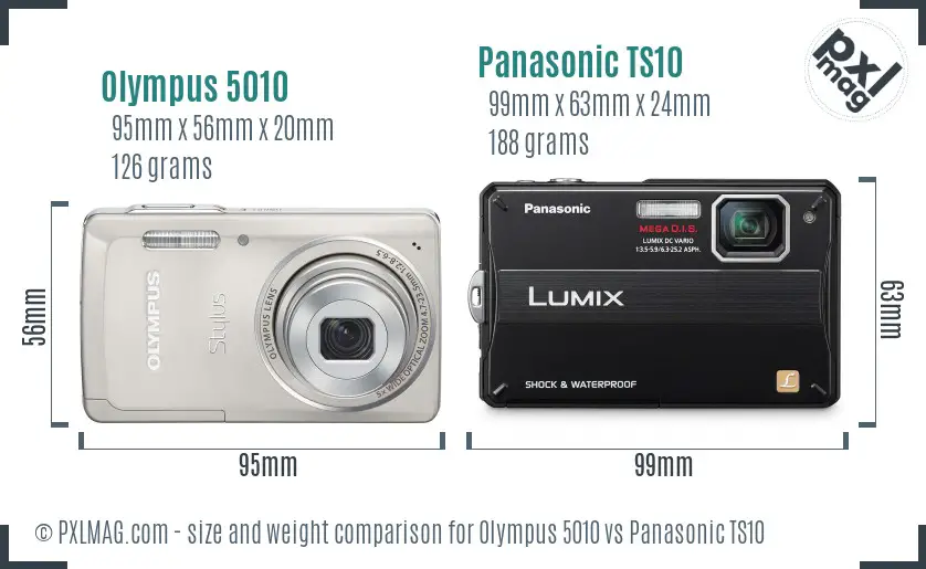 Olympus 5010 vs Panasonic TS10 size comparison