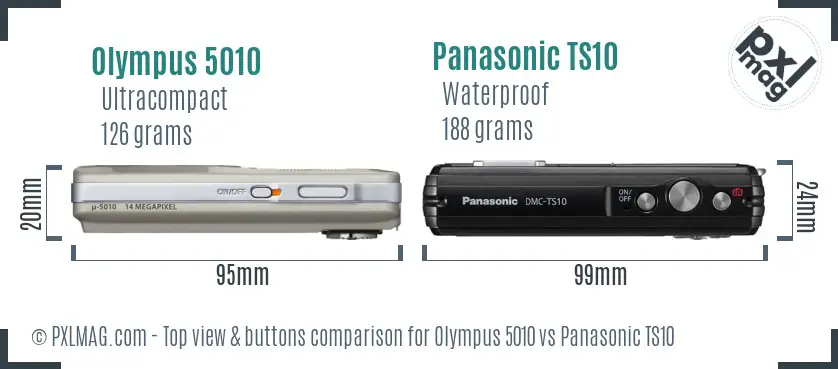Olympus 5010 vs Panasonic TS10 top view buttons comparison