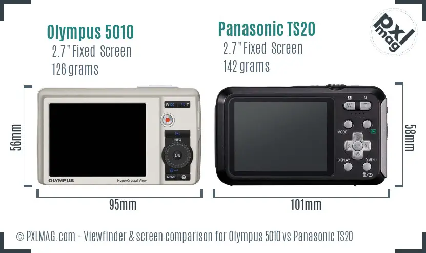 Olympus 5010 vs Panasonic TS20 Screen and Viewfinder comparison