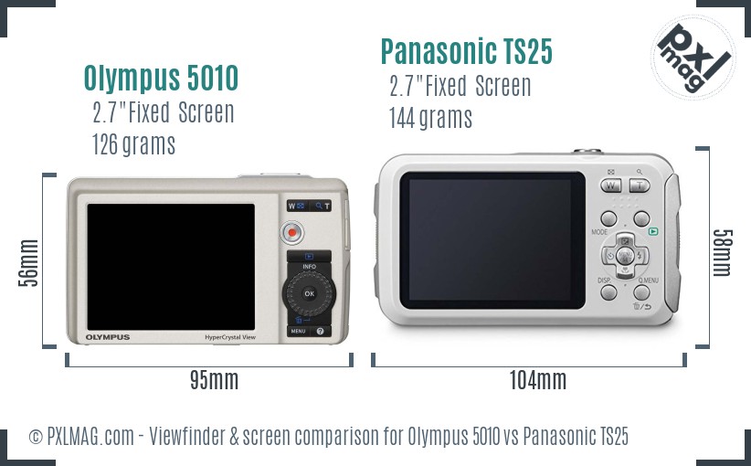 Olympus 5010 vs Panasonic TS25 Screen and Viewfinder comparison