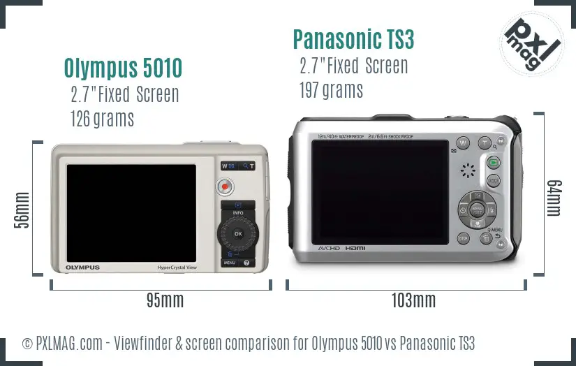 Olympus 5010 vs Panasonic TS3 Screen and Viewfinder comparison