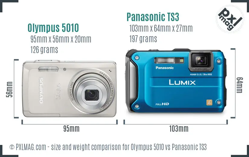 Olympus 5010 vs Panasonic TS3 size comparison