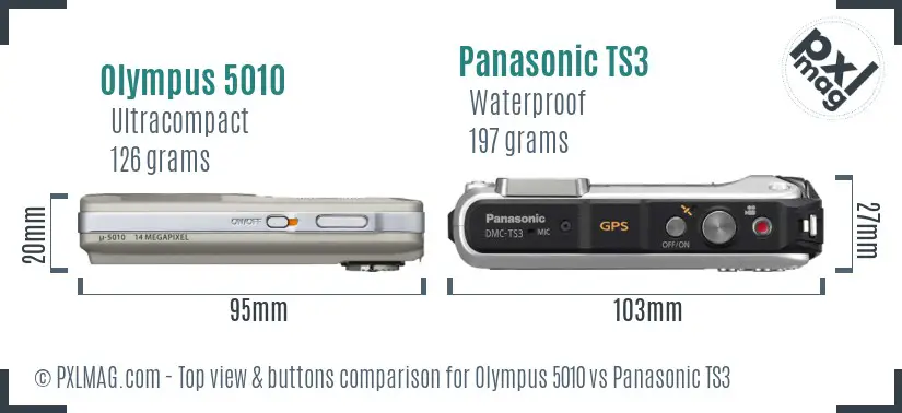 Olympus 5010 vs Panasonic TS3 top view buttons comparison