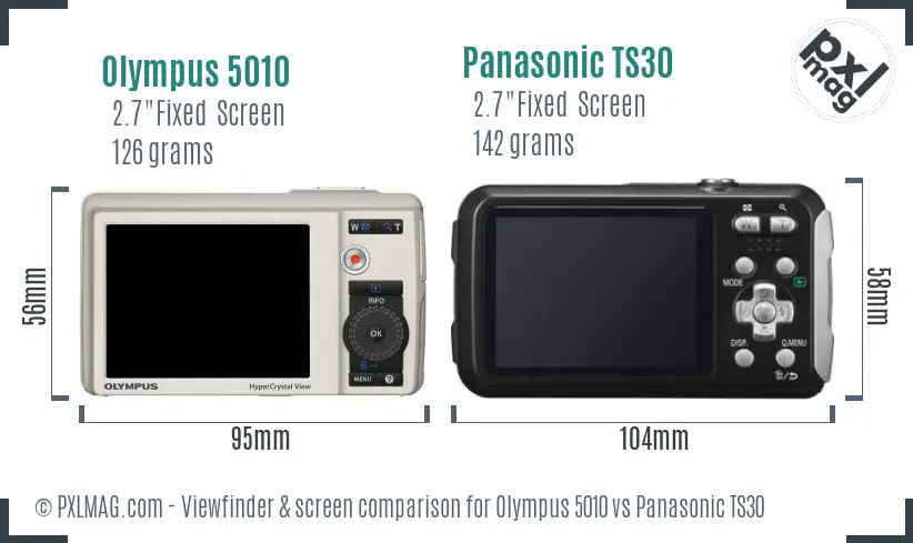 Olympus 5010 vs Panasonic TS30 Screen and Viewfinder comparison