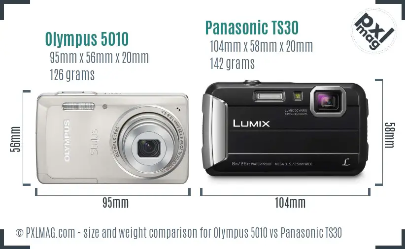 Olympus 5010 vs Panasonic TS30 size comparison