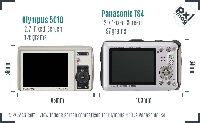 Olympus 5010 vs Panasonic TS4 Screen and Viewfinder comparison