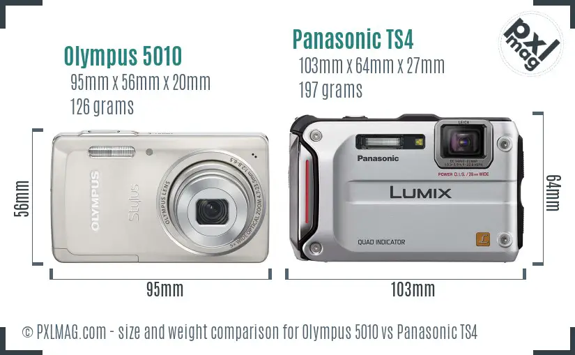 Olympus 5010 vs Panasonic TS4 size comparison