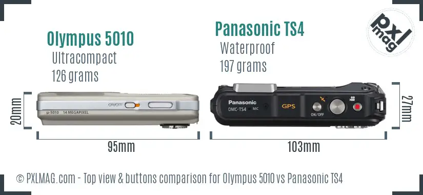 Olympus 5010 vs Panasonic TS4 top view buttons comparison