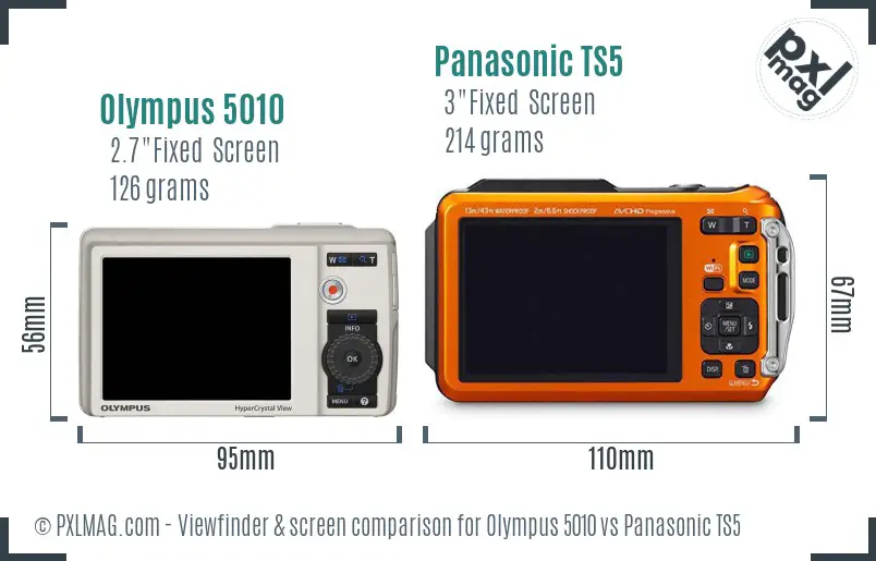 Olympus 5010 vs Panasonic TS5 Screen and Viewfinder comparison