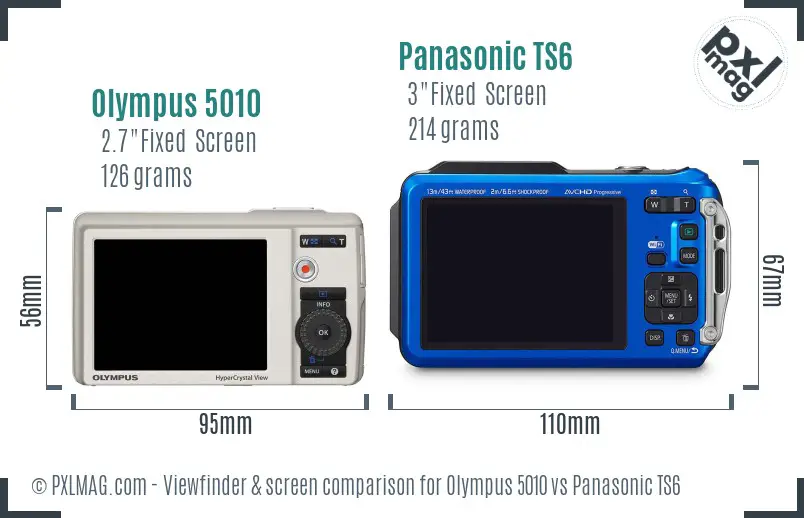 Olympus 5010 vs Panasonic TS6 Screen and Viewfinder comparison
