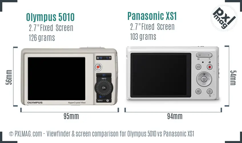 Olympus 5010 vs Panasonic XS1 Screen and Viewfinder comparison