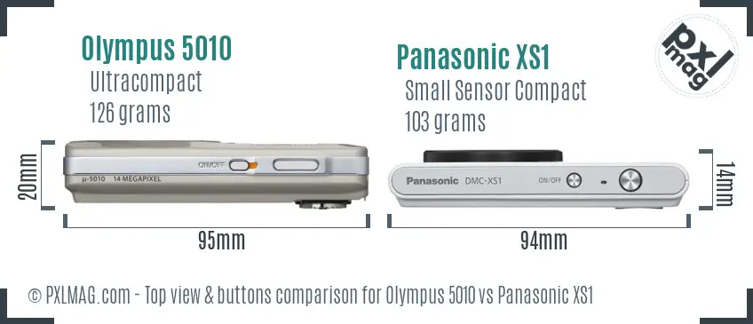 Olympus 5010 vs Panasonic XS1 top view buttons comparison