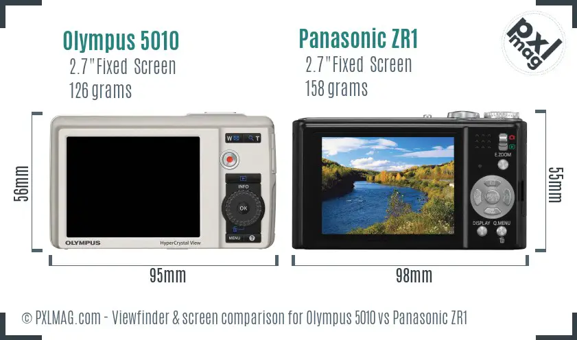 Olympus 5010 vs Panasonic ZR1 Screen and Viewfinder comparison