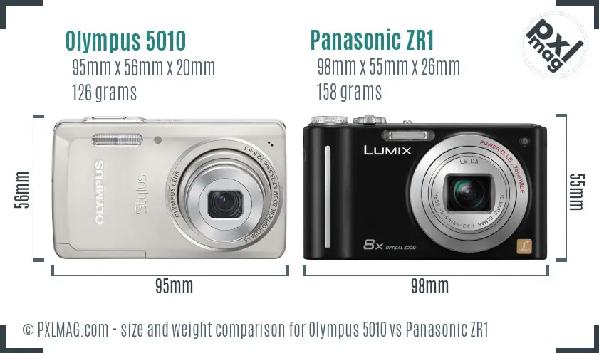 Olympus 5010 vs Panasonic ZR1 size comparison