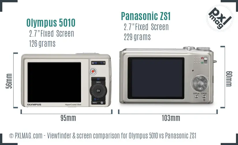 Olympus 5010 vs Panasonic ZS1 Screen and Viewfinder comparison