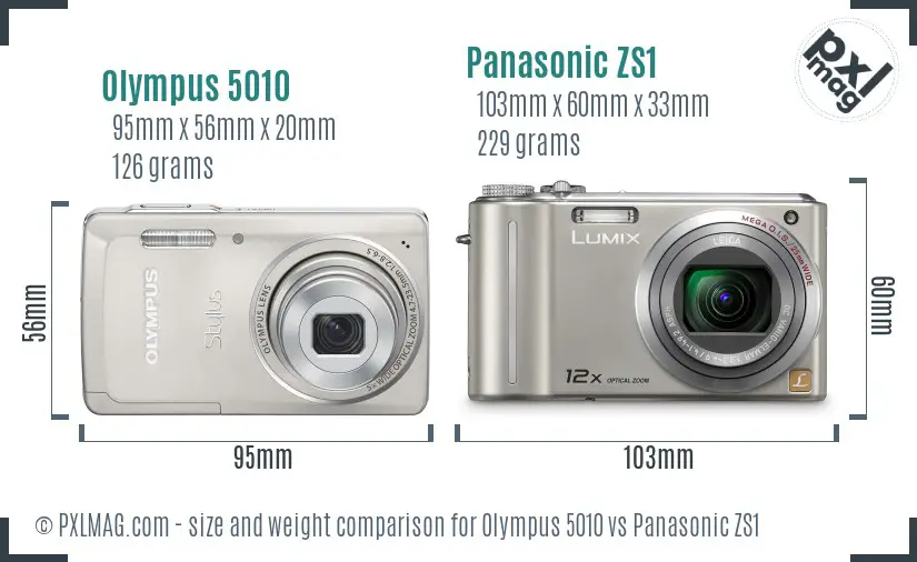 Olympus 5010 vs Panasonic ZS1 size comparison