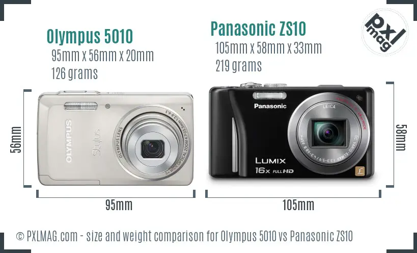 Olympus 5010 vs Panasonic ZS10 size comparison