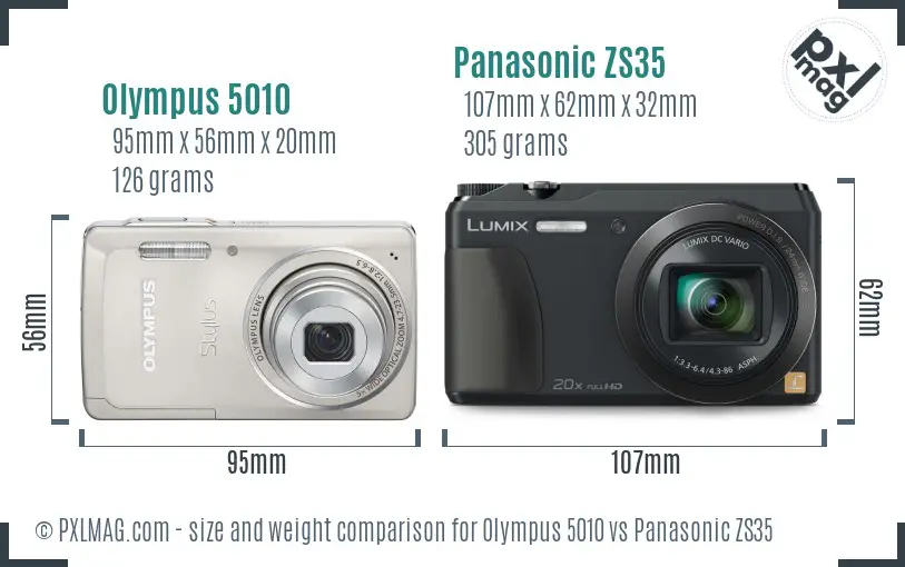 Olympus 5010 vs Panasonic ZS35 size comparison