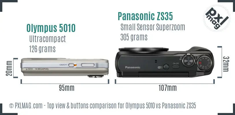 Olympus 5010 vs Panasonic ZS35 top view buttons comparison