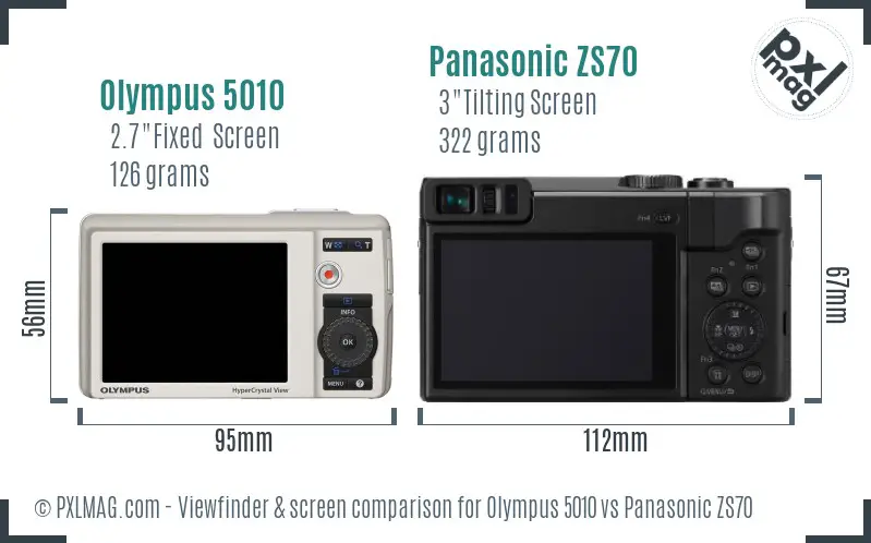 Olympus 5010 vs Panasonic ZS70 Screen and Viewfinder comparison