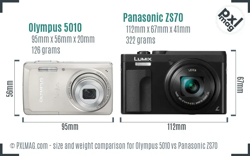 Olympus 5010 vs Panasonic ZS70 size comparison