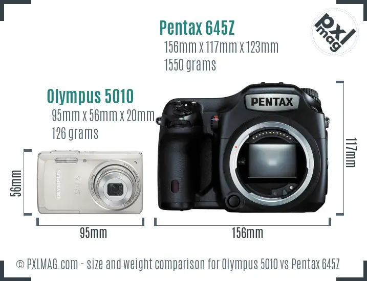 Olympus 5010 vs Pentax 645Z size comparison
