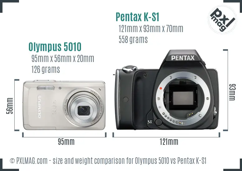 Olympus 5010 vs Pentax K-S1 size comparison