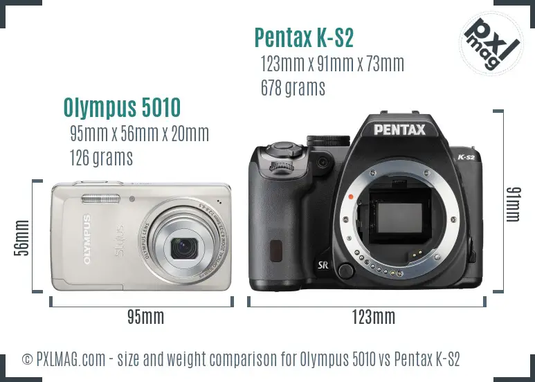 Olympus 5010 vs Pentax K-S2 size comparison