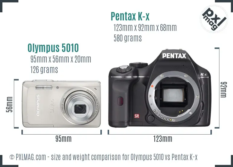 Olympus 5010 vs Pentax K-x size comparison